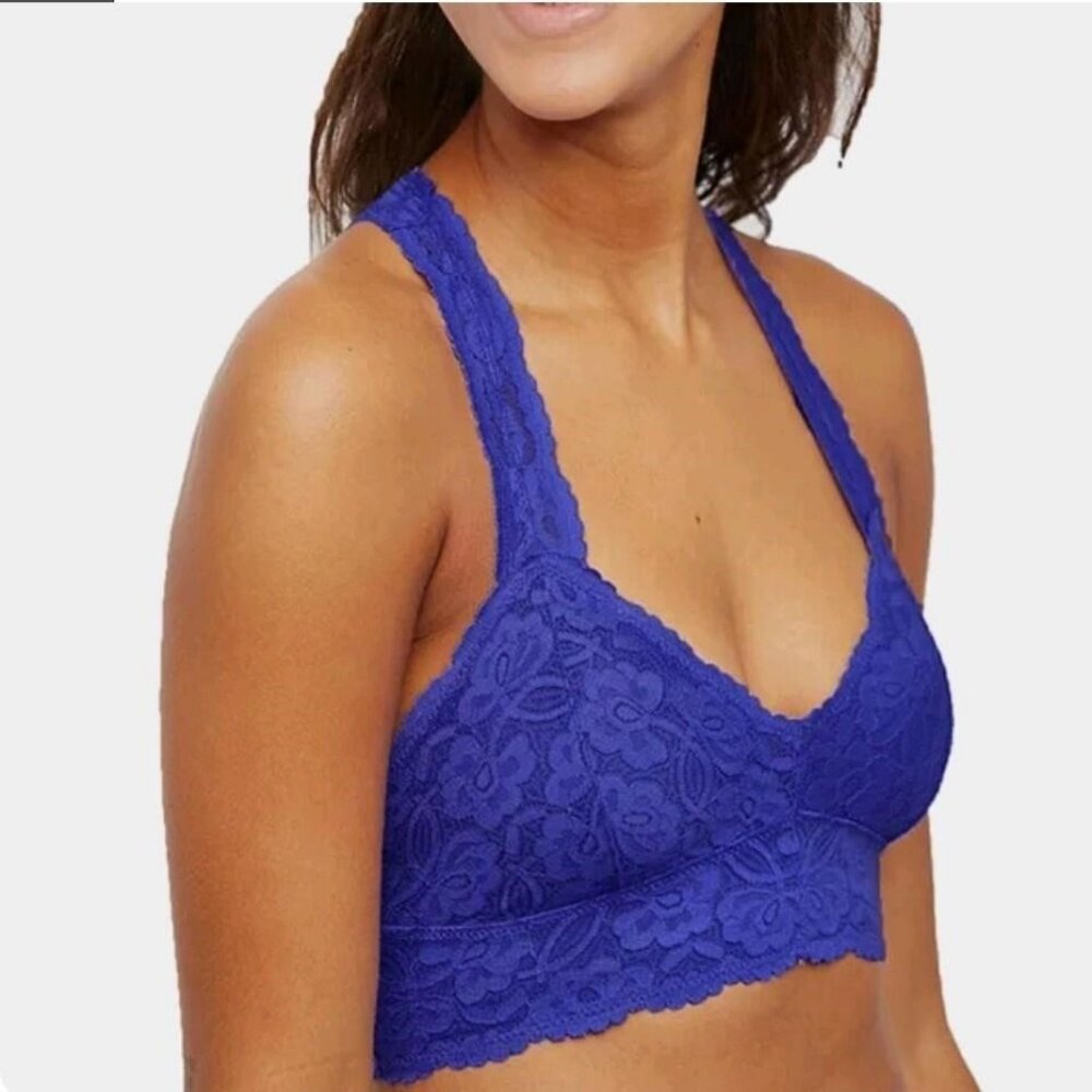 Free People Intimately Lace Racerback Bralette Ocean Blue Women's SMALL